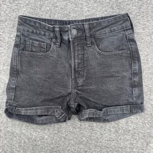 Old Navy OG Straight High Rise Black Denim Shorts Cuffed Womens Size 0